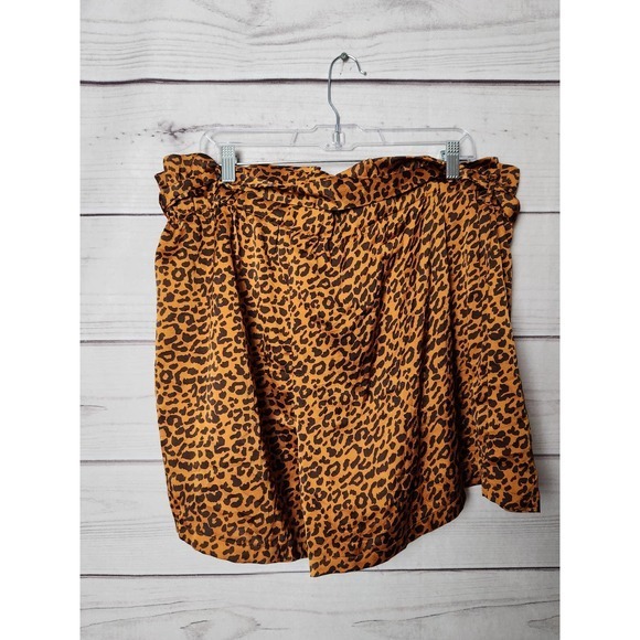 Shein Womens Paperbag Shorts Animal Print Pull-On Flowy Orange Brown 4XL - Picture 2 of 7